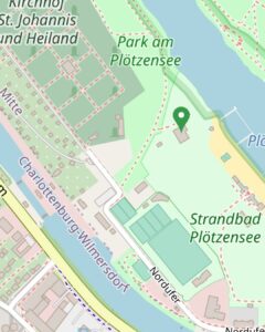 Lageplan mit markiertem Standort Vereinsgelände SC Wedding / PSV Delphin