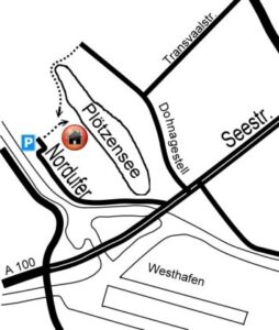 Lageplan mit markiertem Standort Vereinsgelände SC Wedding / PSV Delphin